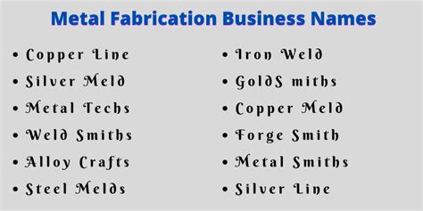 metal fabrication business names|fabrication business names.